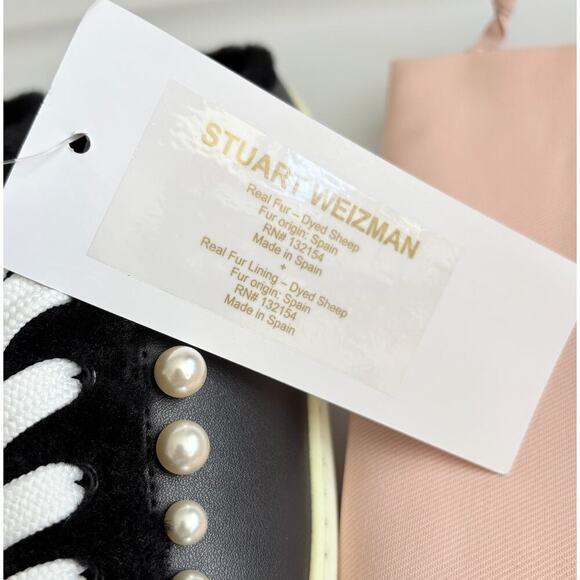 Stuart Weitzman Shearling Pearl Sneakers (Size 9, NWT  Minor Discoloration) - Picture 4 of 7